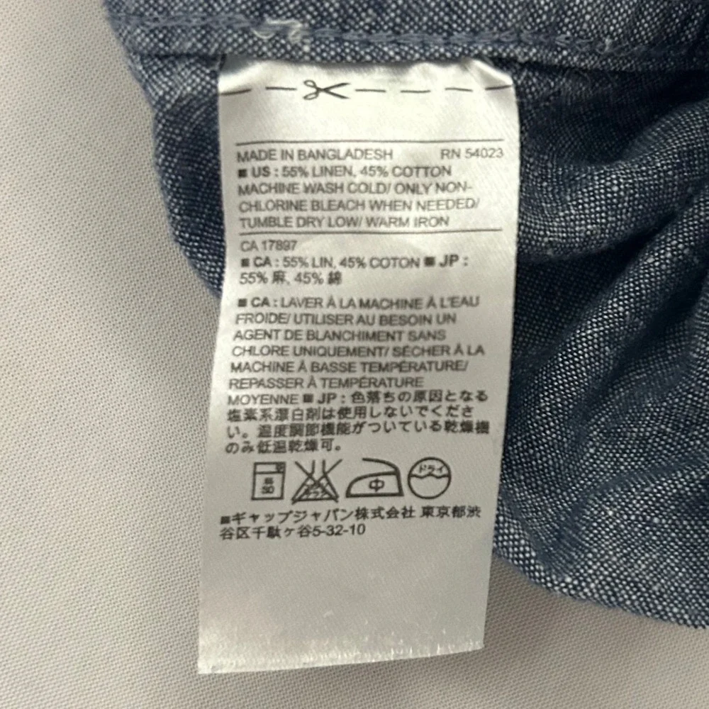 Banana Republic Shirt Mens XL Blue Linen Blend Slim Fit Button Down Chambray